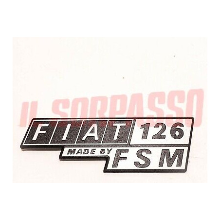 SCRITTA SIGLA COFANO POSTERIORE FIAT 126 FSM IN PLASTICA ORIGINALE