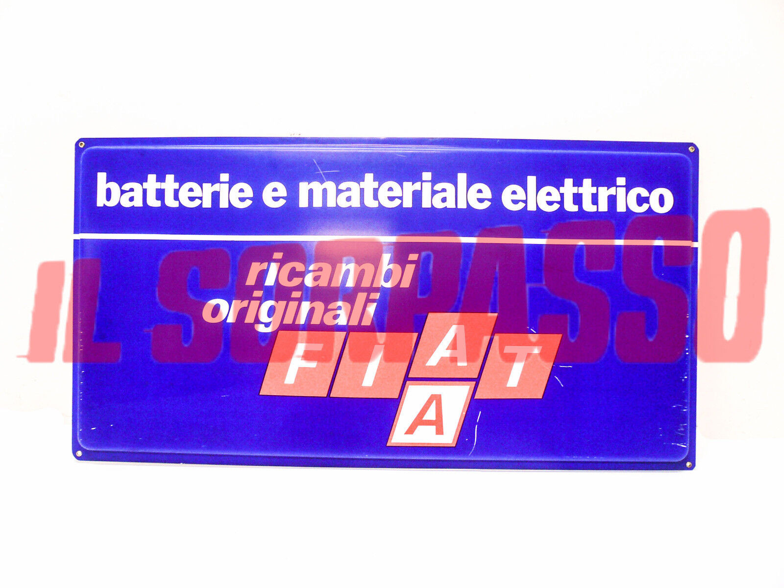 CARTELLO PUBBLICITARIO INSEGNA FIAT BATTERIE RICAMBI ELETTRICI ORIGINALI ANNI 70