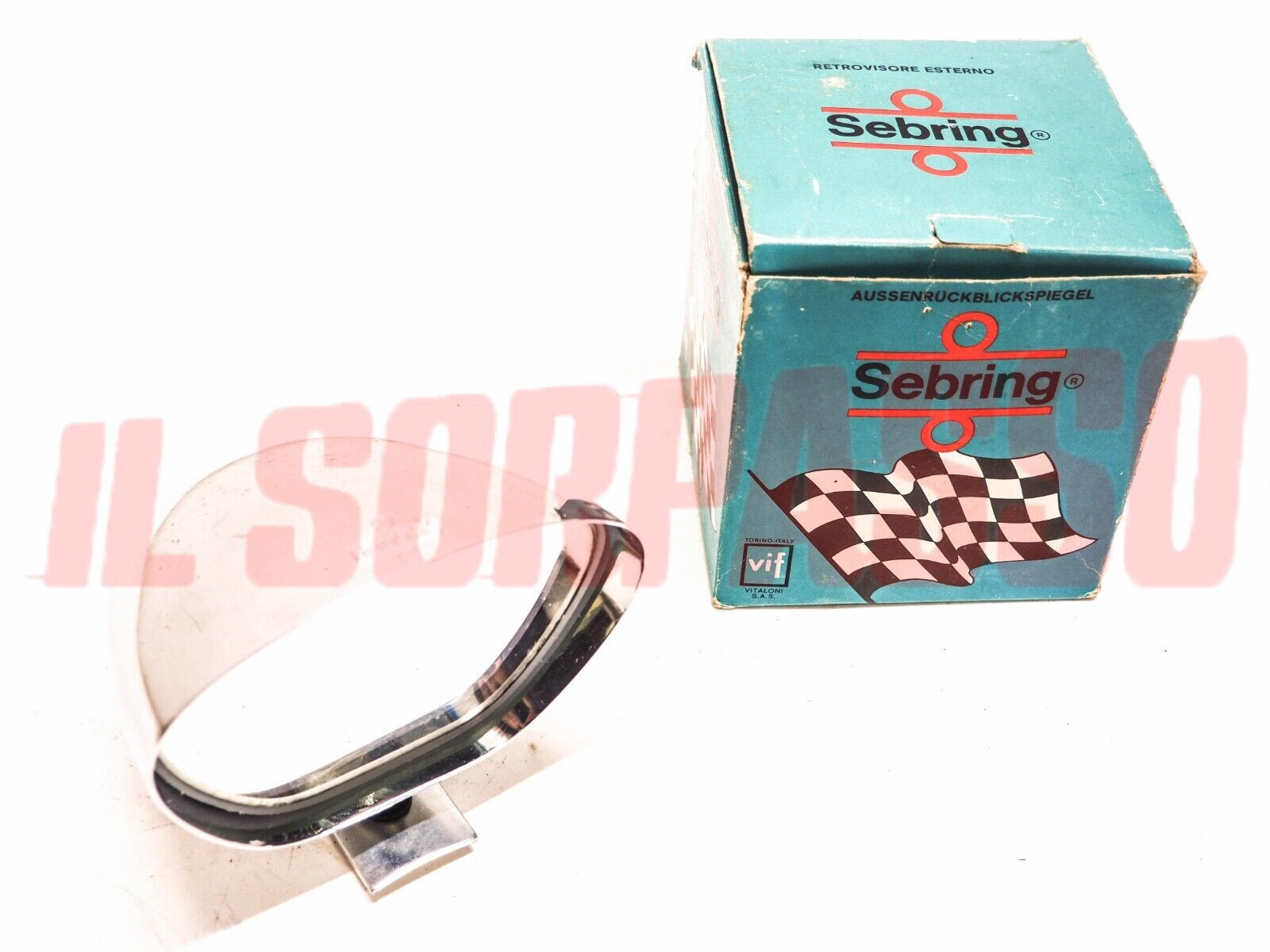 SPECCHIO SPECCHIETTO SEBRING IN METALLO FIAT 124 ABARTH FULVIA HF FERRARI NOS