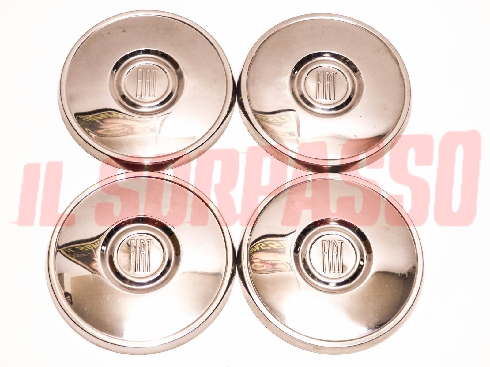 COPPE RUOTA BORCHIE CERCHI FIAT 127 - 128 BERLINA 1 SERIE ORIGINALI ACCIAIO INOX