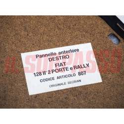 PANNELLO PORTA ANTERIORE DESTRO NERO FIAT 128 2 PORTE - RALLY ORIGINALE