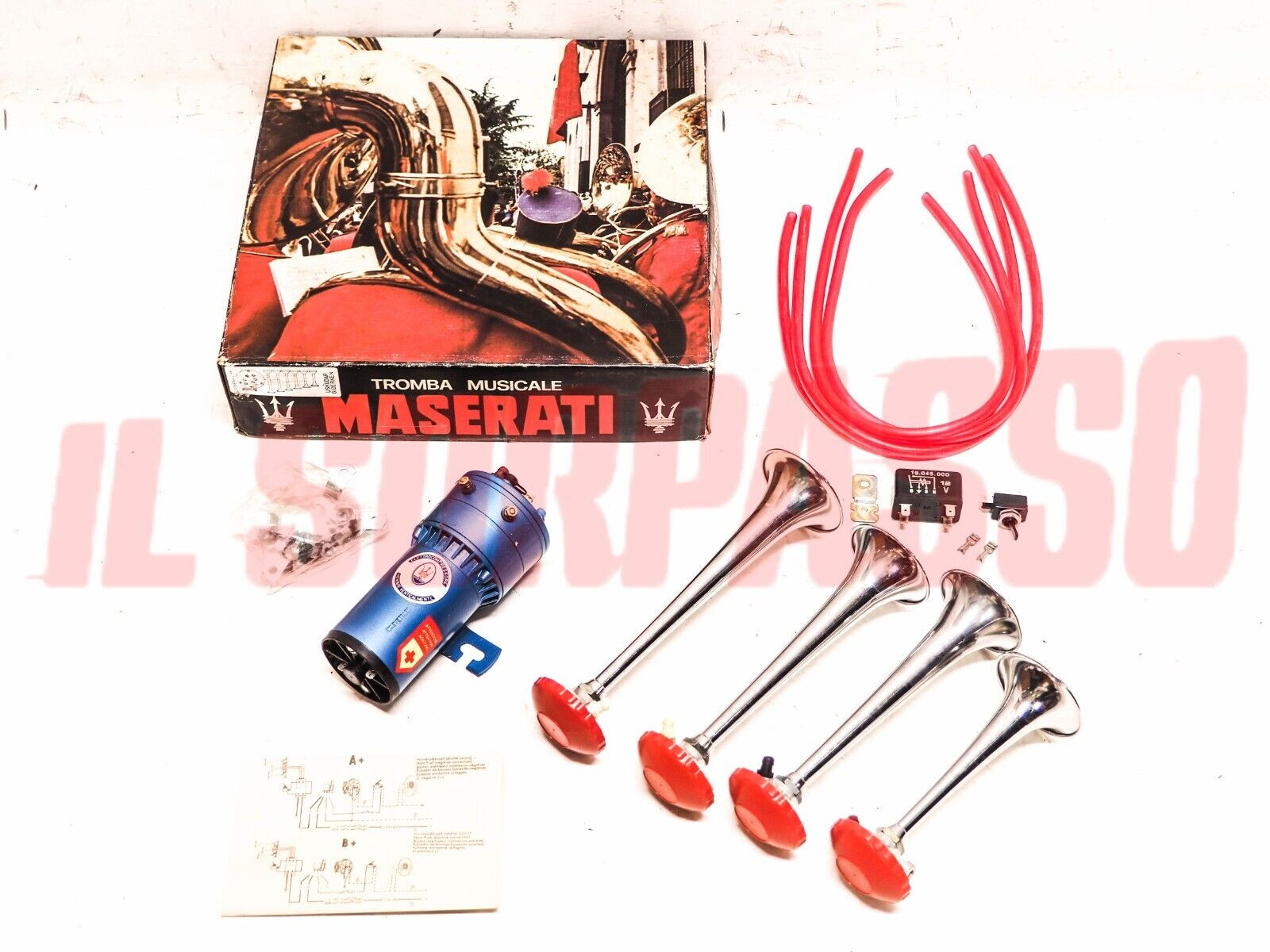 KIT TROMBE AVVISATORE ACUSTICO MASERATI MERAK INDY GHIBLI BITURBO ORIGINALE