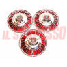 3 COPPE RUOTA BORCHIE CERCHI FUORISERIE ROSSE FIAT 500 600 1100 103 TV ORIGINALI