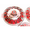 3 COPPE RUOTA BORCHIE CERCHI FUORISERIE ROSSE FIAT 500 600 1100 103 TV ORIGINALI