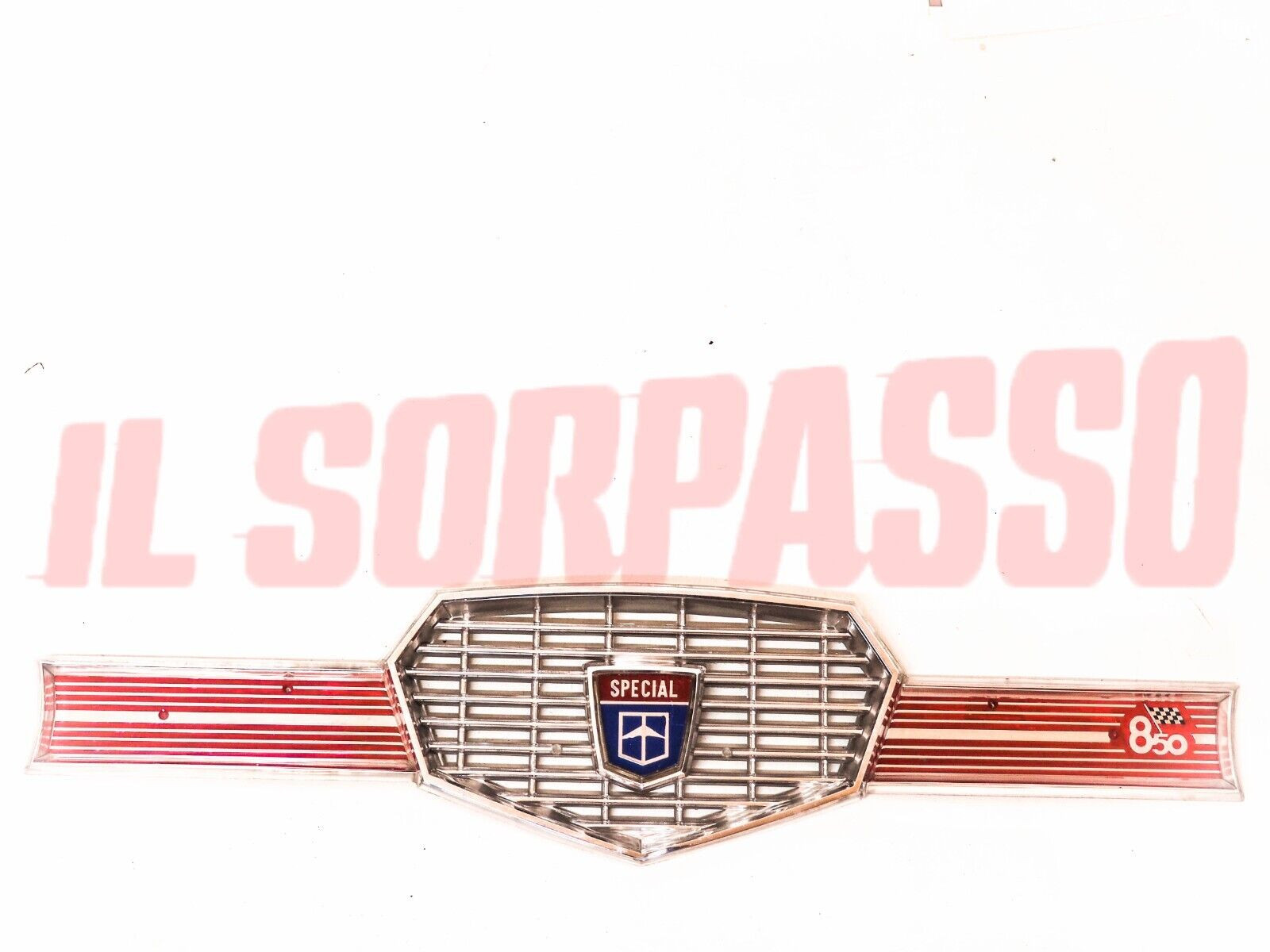 MASCHERINA GRIGLIA BAFFO CALANDRA FIAT 850 BERLINA SPECIAL ACCESSORIO DIFETTATA