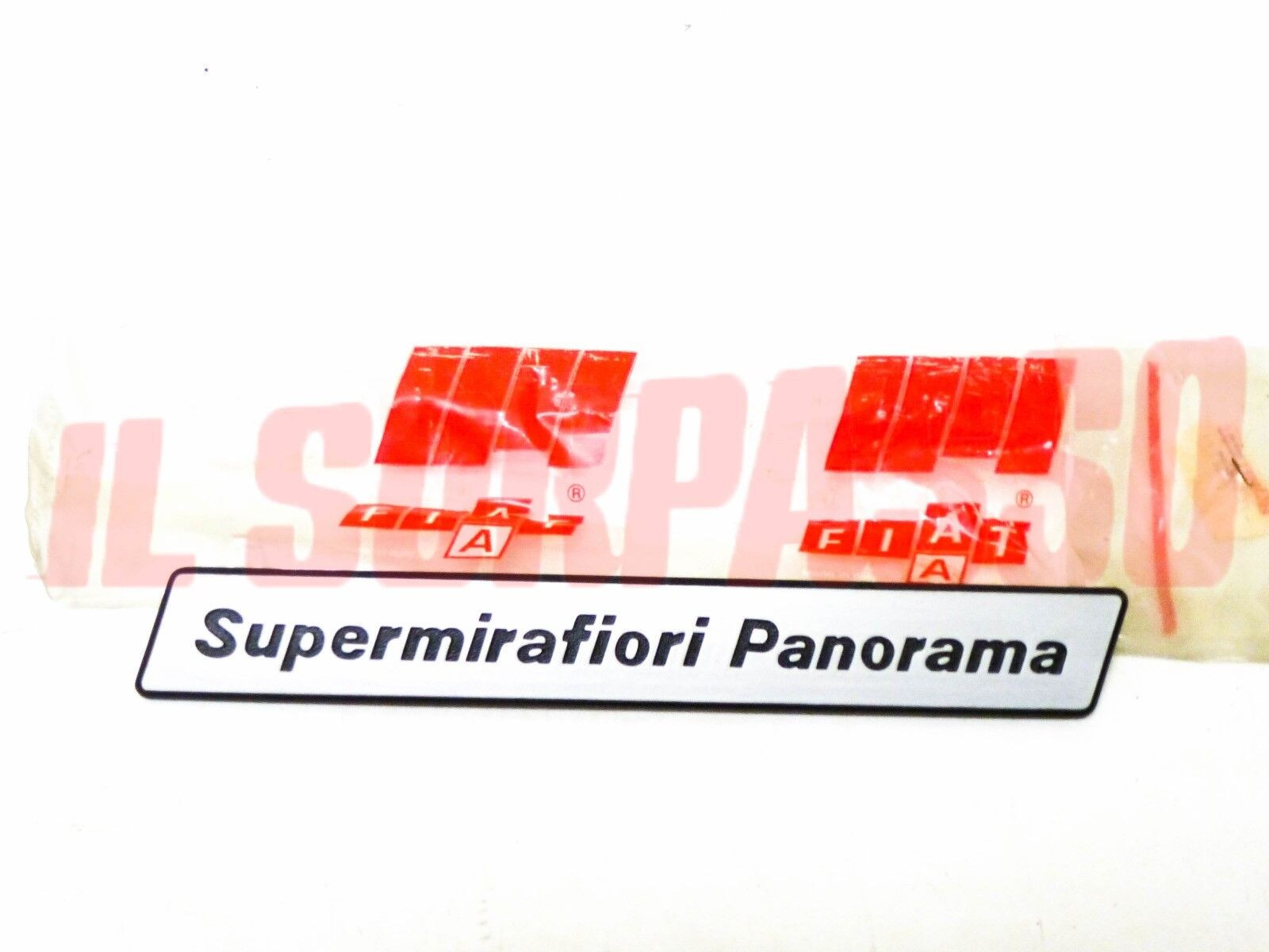 SCRITTA SIGLA POSTERIORE FIAT 131 SUPERMIRAFIORI PANORAMA IN ALLUMINIO ORIGINALE